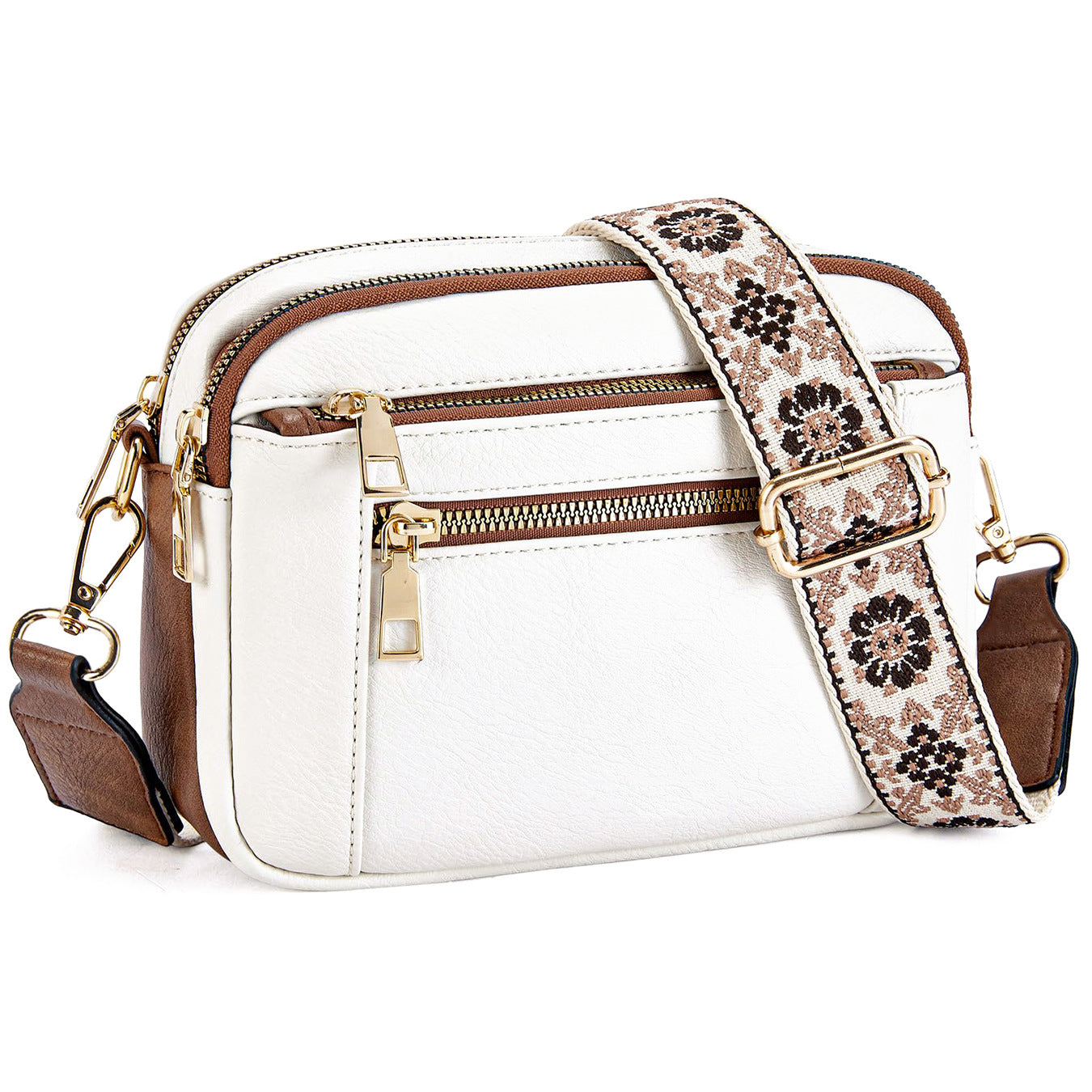 Multifunctional Cow Color Matching Crossbody Bag with Zipper