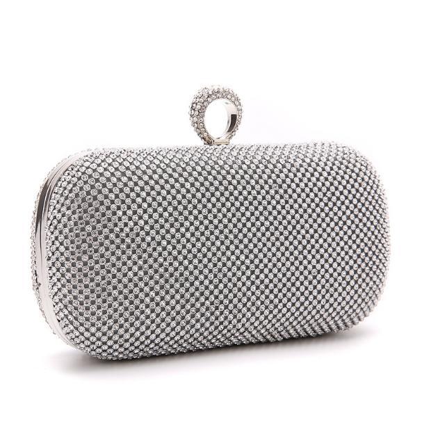 Diamond Studded Evening Clutch Bag with Chain Shoulder Strap