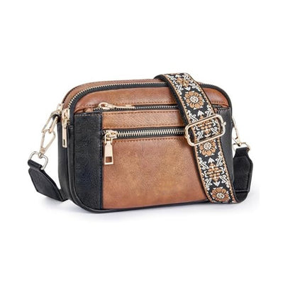 Multifunctional Cow Color Matching Crossbody Bag with Zipper