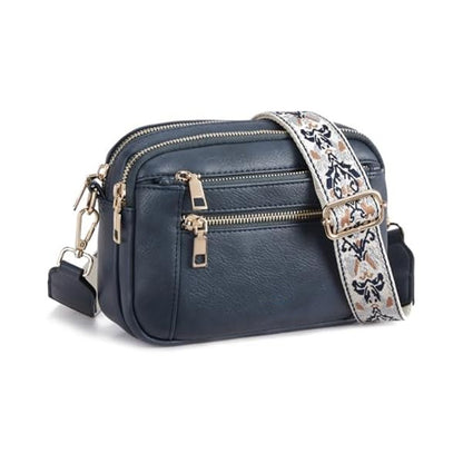 Multifunctional Cow Color Matching Crossbody Bag with Zipper