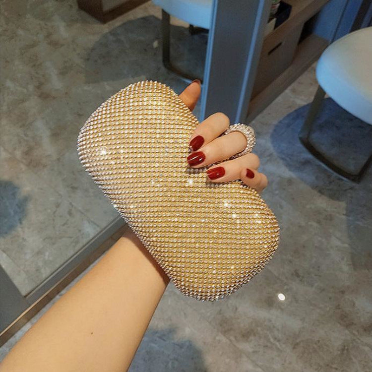 Diamond Studded Evening Clutch Bag with Chain Shoulder Strap