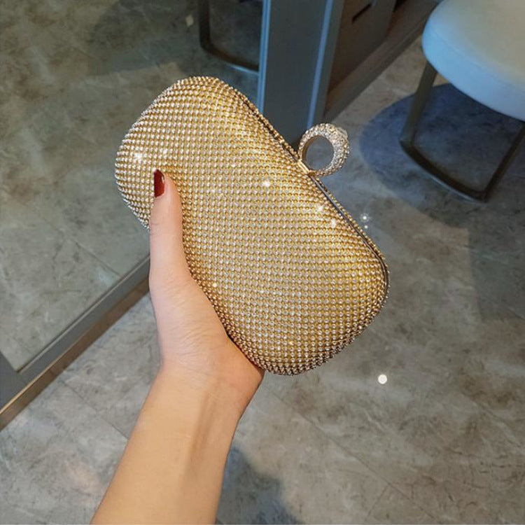 Diamond Studded Evening Clutch Bag with Chain Shoulder Strap