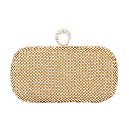 Diamond Studded Evening Clutch Bag with Chain Shoulder Strap
